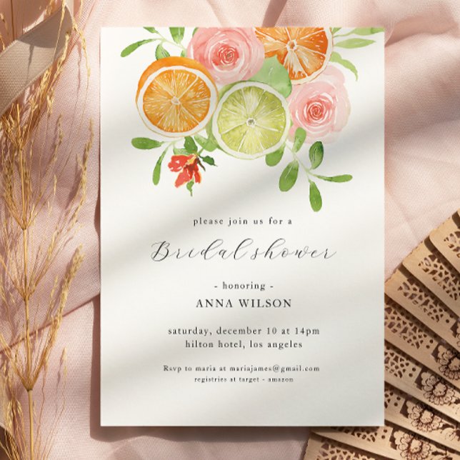 Watercolor Floral Pink Green Bridal Shower  Invitation (Creator Uploaded)
