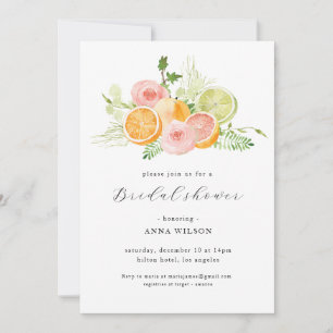 Watercolor Floral Pink Green Bridal Shower Invitation