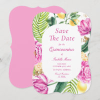 Watercolor Floral Pink Peonies Tulips Quinceañera