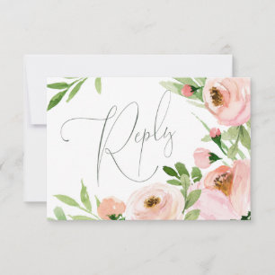 Watercolor floral pink reply card