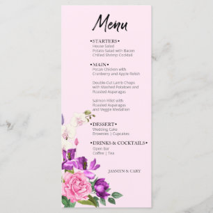 Watercolor Floral Pink Violet Bold Modern Menu