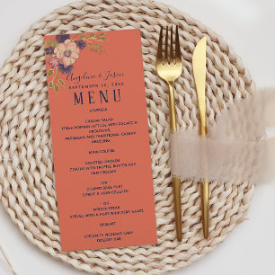 Watercolor Floral Pink Wedding Menu