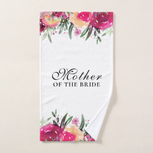 Watercolor Floral Pink Wedding Mother of the Bride Hand Towel