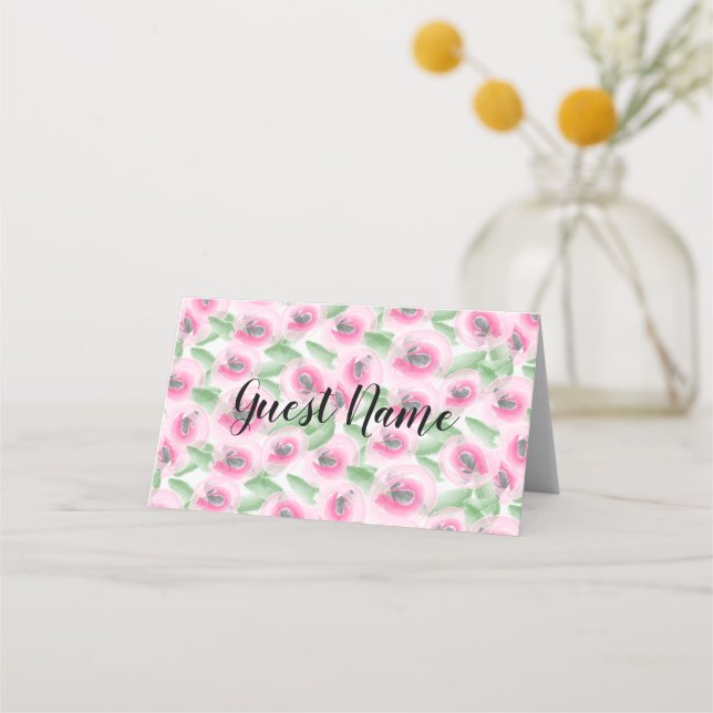 Watercolor Floral Place Card (Front)