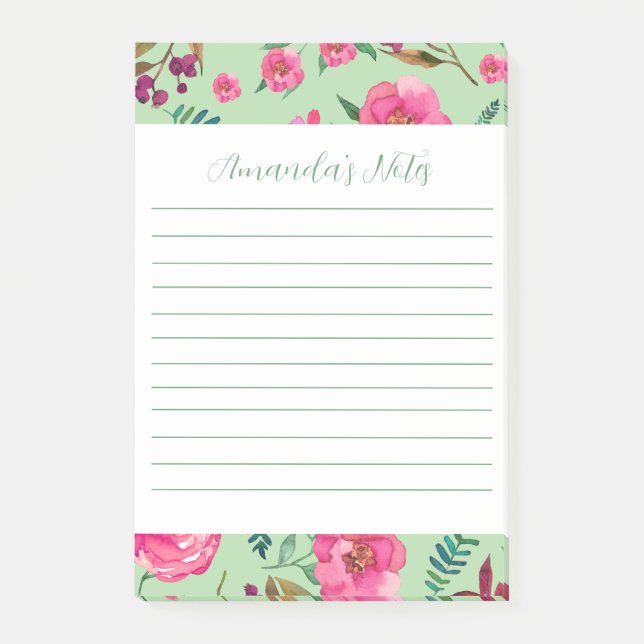 Watercolor Floral  Post-it Notes (Front)