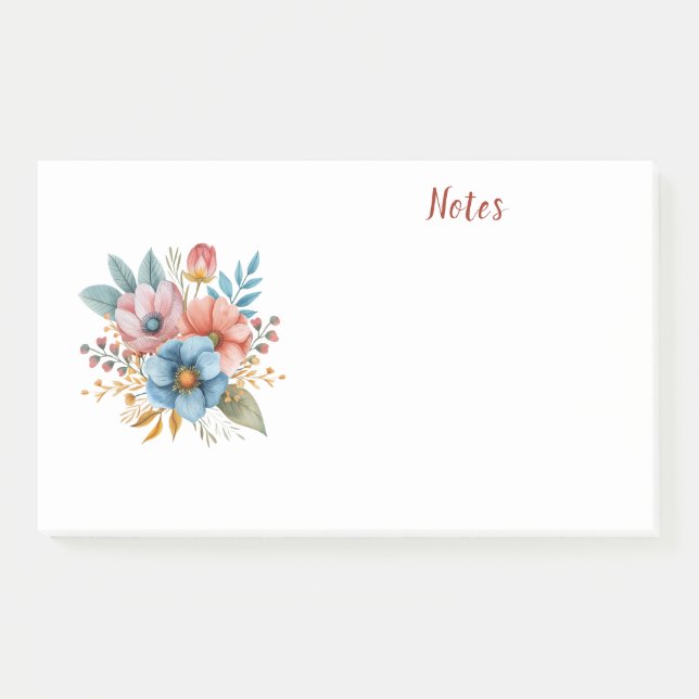 Watercolor floral  post-it notes (Front)