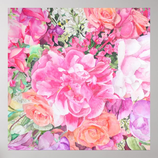 Watercolor Floral Poster Print (Front)
