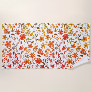 Watercolor Floral Print  Beach Towel