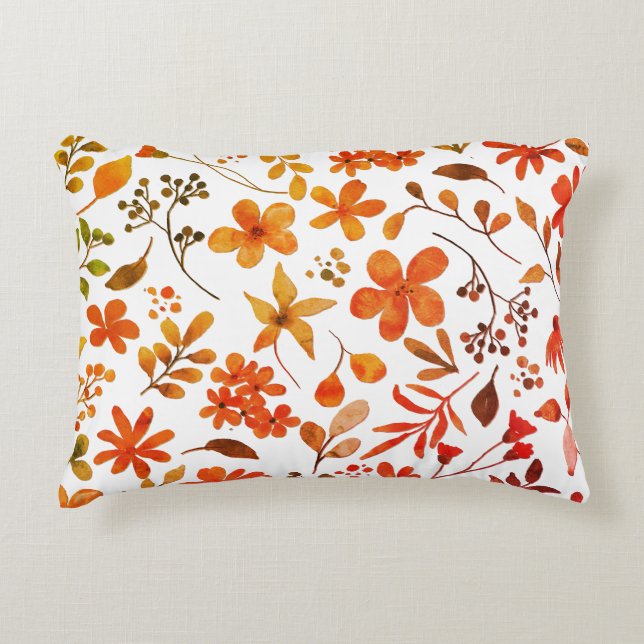 Watercolor Floral Print  Decorative Cushion (Front)