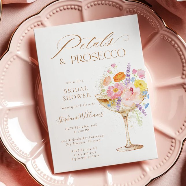 Watercolor Floral Prosecco Shower Invitation (Creator Uploaded)