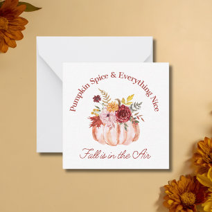 Watercolor Floral Pumpkin Fall Thanksgiving Card