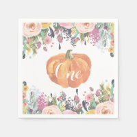 Watercolor Floral Pumpkin First Birthday