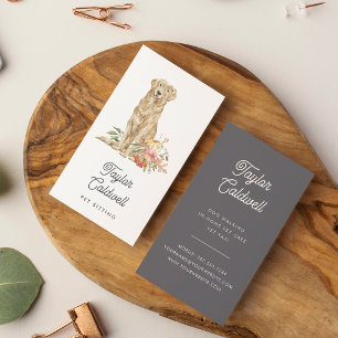 Watercolor Floral Pup Pet Care Business Card