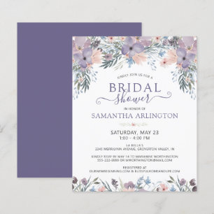 Watercolor Floral Purple Bridal Shower Invitation