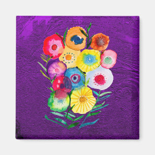 Watercolor floral purple lolly flowers magnet