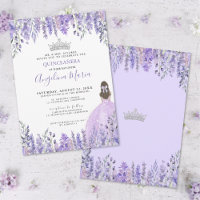 Watercolor Floral Purple Quinceanera Invitation