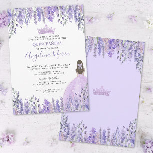 Watercolor Floral Purple Quinceañera Invitation