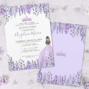 Watercolor Floral Purple Quinceanera Invitation