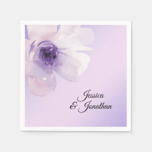 Watercolor Floral Purple Violet Lavender Wedding Napkin