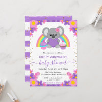 Watercolor Floral Rainbow Koala Baby Shower