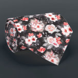 Watercolor Floral Red Black Flowers  Tie<br><div class="desc">This design may be personalised by choosing the Edit Design option. You may also transfer onto other items. Contact me at colorflowcreations@gmail.com or use the chat option at the top of the page if you wish to have this design on another product or need assistance. See more of my designs...</div>