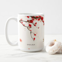 Watercolor Floral Red Cherry Blossoms Personalised