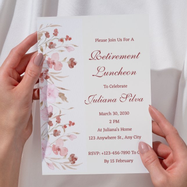 Watercolor Floral Retirement Luncheon  Invitation (Creator Uploaded)