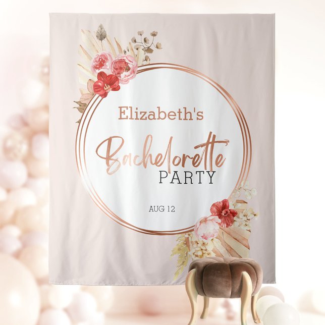 Watercolor Floral Rose Bachelorette Party Backdrop Tapestry (Creator Uploaded)