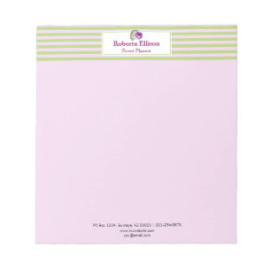 Watercolor Floral Rose Pastel Stripes Personalised Notepad