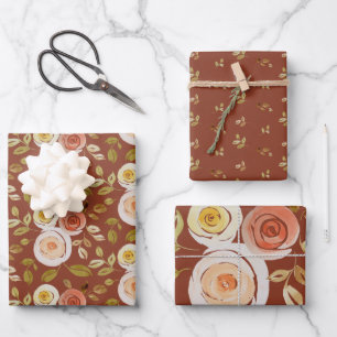 Watercolor Floral Rose Wrapping Paper Sheet