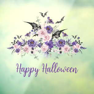 watercolor floral roses happy halloween spooky