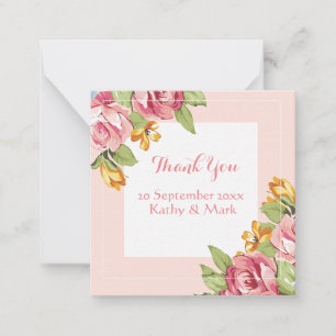 Watercolor Floral Roses Thank You Card