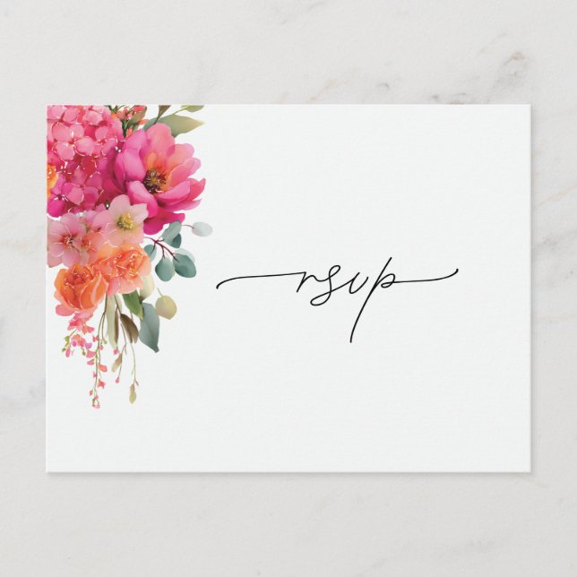 Watercolor Floral RSVP Response Announcement Postcard (Front)