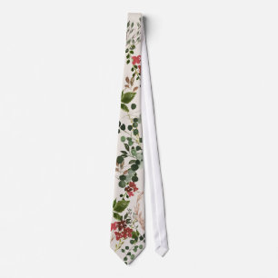 watercolor floral rustic botanical wedding tie