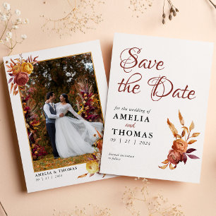 Watercolor Floral Rustic Fall Warm Autumn Wedding Save The Date