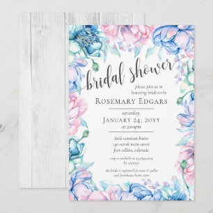 Watercolor Floral Rustic Farmhouse Bridal Shower Invitation