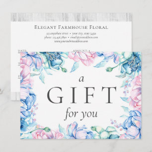Watercolor Floral Rustic Gift Certificate Card