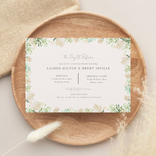 Watercolor Floral Rustic Wedding Rehearsal Invitation