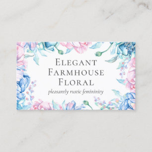 Watercolor Floral & Rustic Wood Elegant Country Business Card
