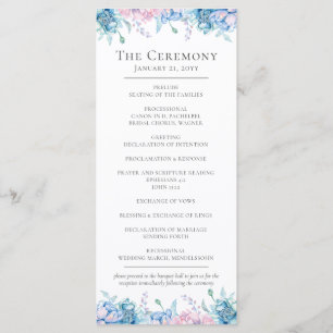 Watercolor Floral & Rustic Wood Farmhouse Wedding Programme