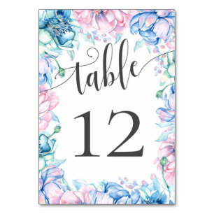 Watercolor Floral & Rustic Wood Farmhouse Wedding Table Number