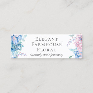 Watercolor Floral & Rustic Wood Peony Social Media Mini Business Card