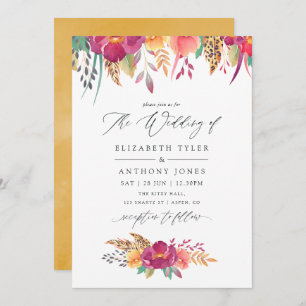 Watercolor Floral Safari Wedding Invitation