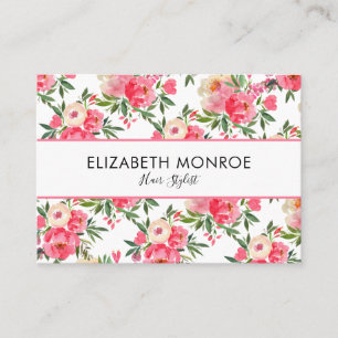 Watercolor Floral Salon Hair Stylist Makeup Artist Business Card
