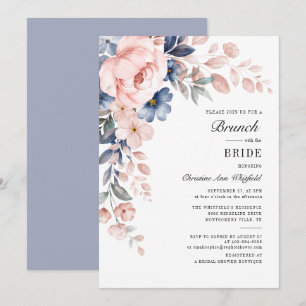 Watercolor Floral Script Bridal Shower Brunch Invitation