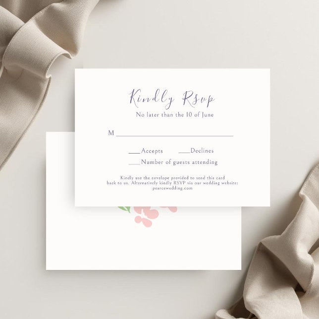 Watercolor Floral Script Wedding  RSVP Card (Creator Uploaded)