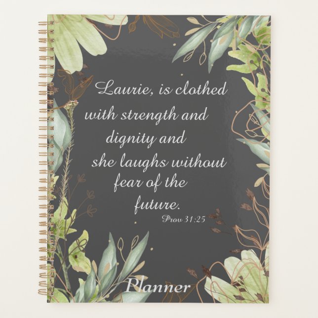 Watercolor floral scripture,  planner (Front)