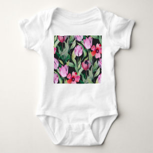 Watercolor floral, seamless beautiful pattern. baby bodysuit