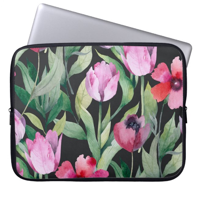 Watercolor floral, seamless beautiful pattern. laptop sleeve (Front)