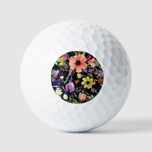 Watercolor Floral Seamless Garden Pattern Golf Balls